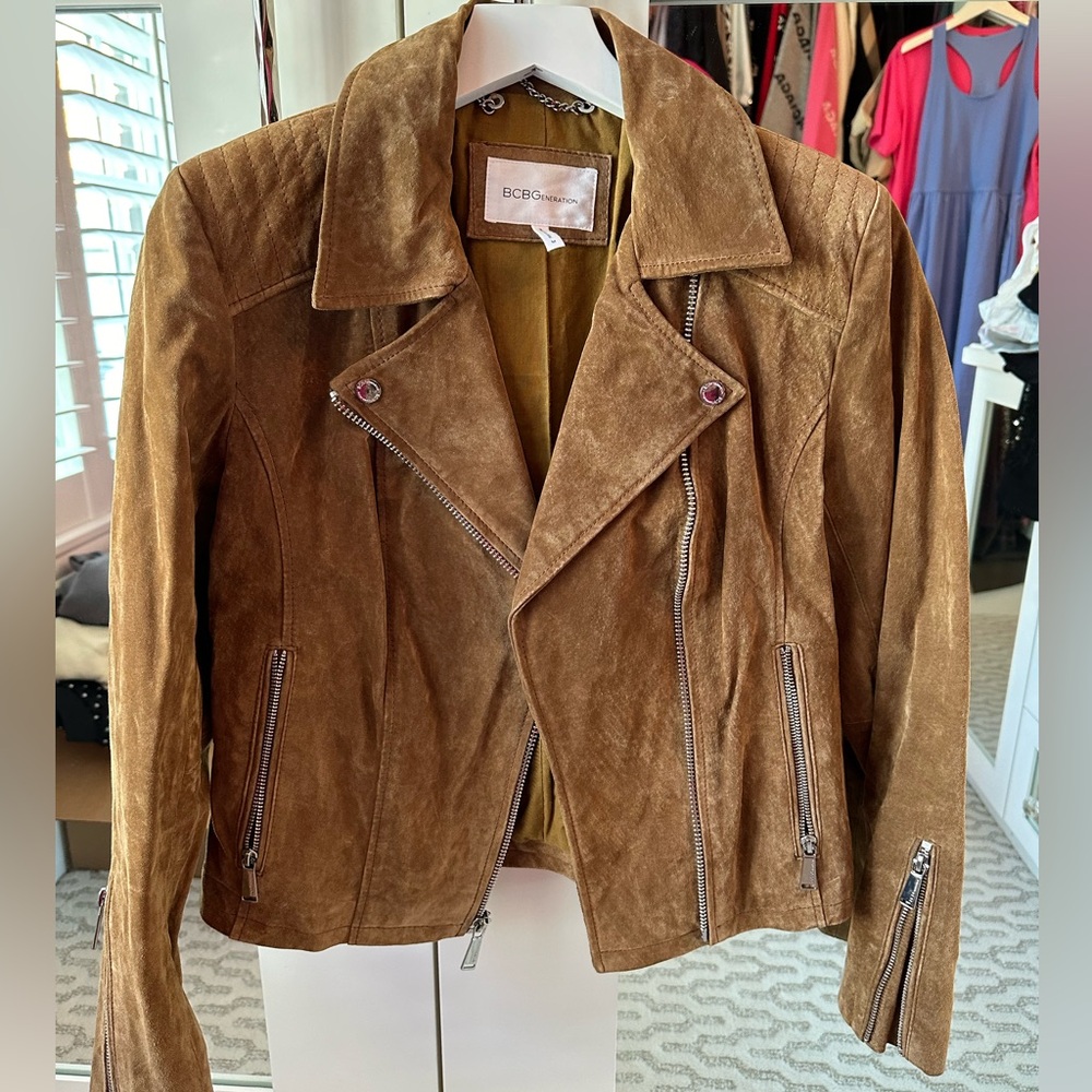 BCBGeneration real suede brown biker jacket. Only worn a few times.